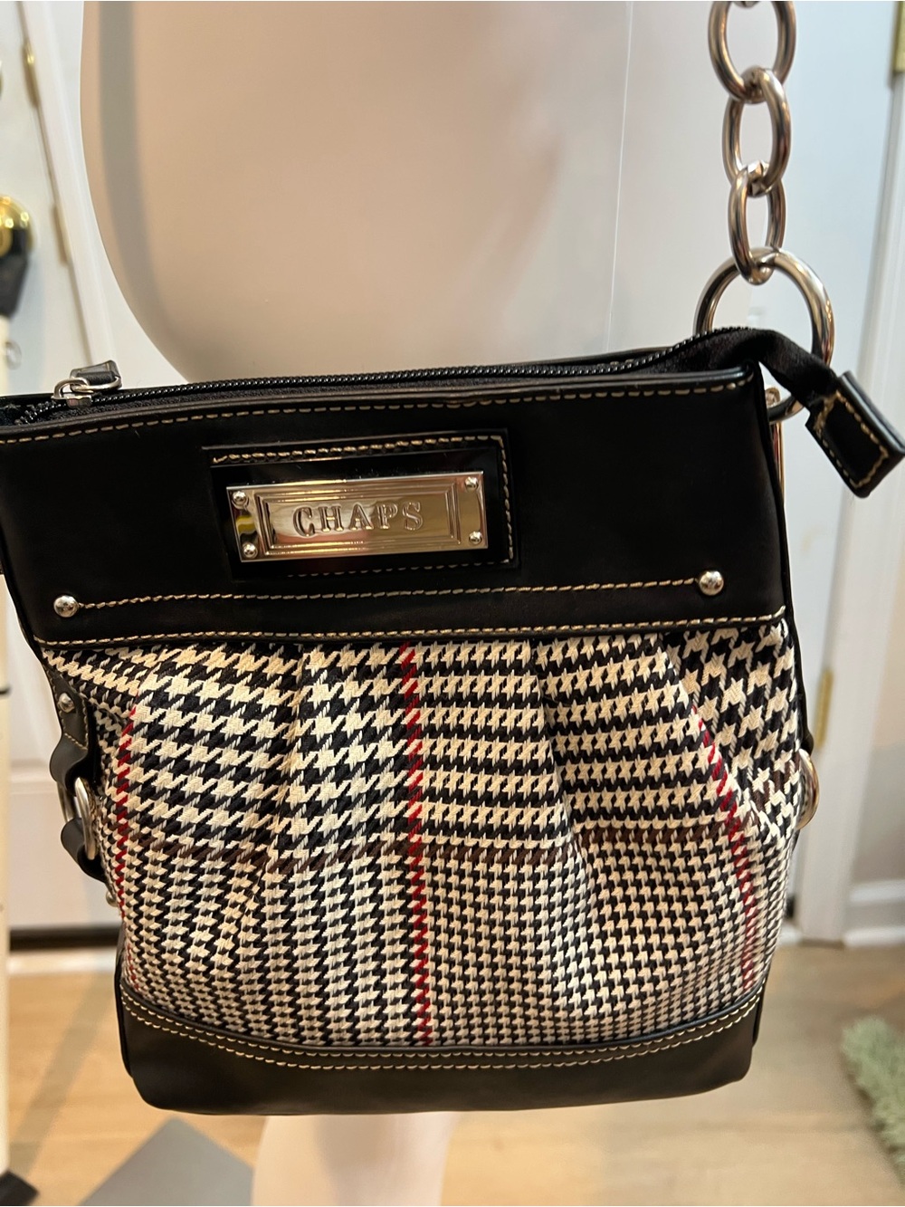 Black Chaps Crossbody Bag with Silver Hardware - Picture 2 of 8